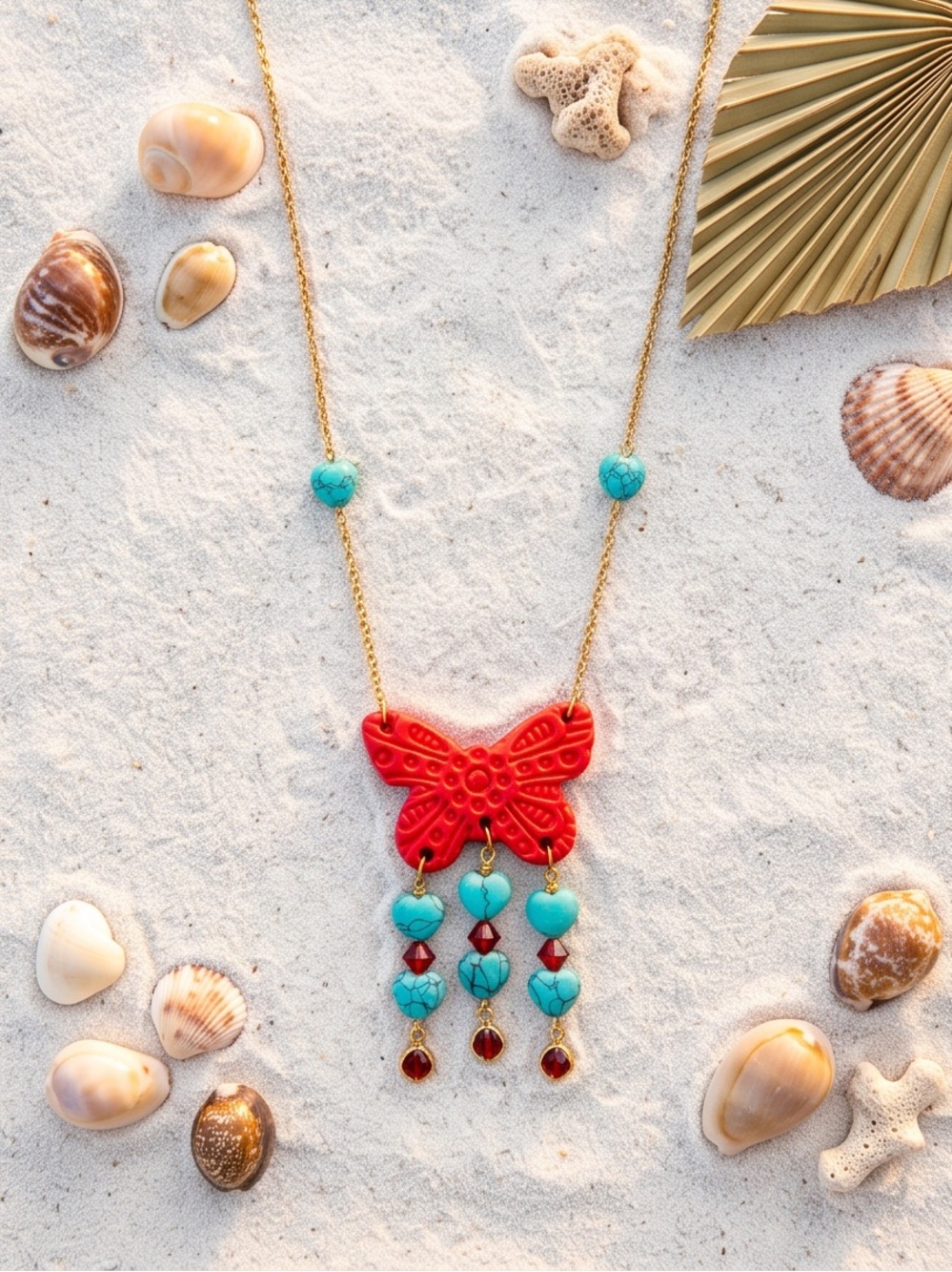 “Coral Butterfly Dreams” Necklace - Picture 7 of 8